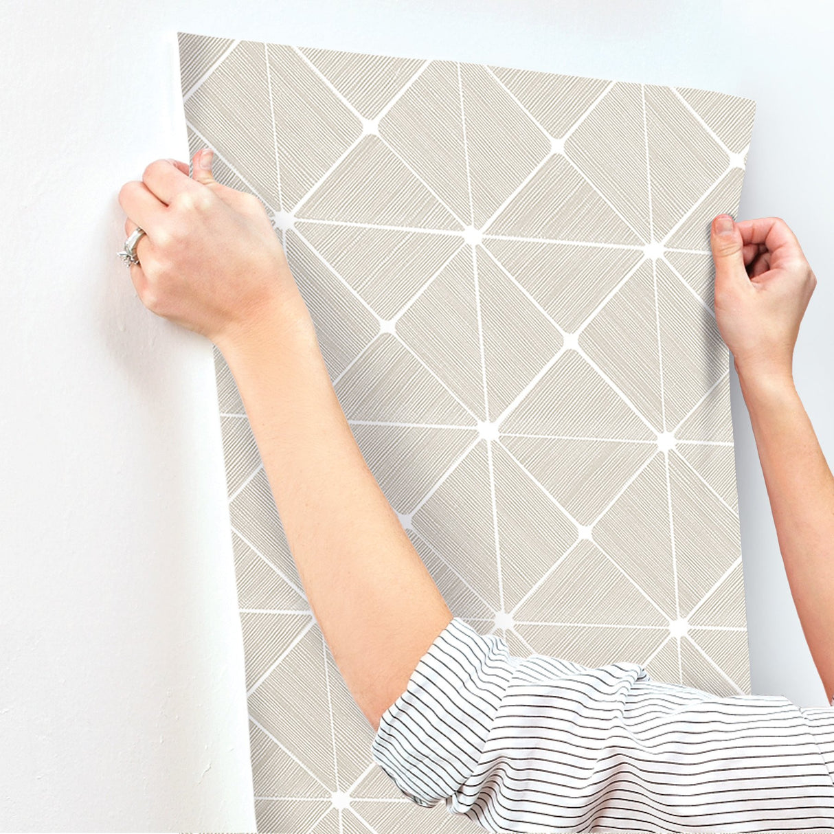Double Diamonds Off White Peel & Stick Wallpaper with Geometric Diamond Pattern - York PSW1072RL