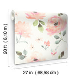 Watercolor Blooms Coral Peel & Stick Wallpaper with Botanical Watercolor Floral - York PSW1073RL