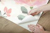 Watercolor Blooms Coral Peel & Stick Wallpaper with Botanical Watercolor Floral - York PSW1073RL