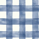Checkmate Watercolor Plaid Blue Peel & Stick Wallpaper with Watercolor Plaid Pattern - York PSW1078RL