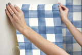 Checkmate Watercolor Plaid Blue Peel & Stick Wallpaper with Watercolor Plaid Pattern - York PSW1078RL
