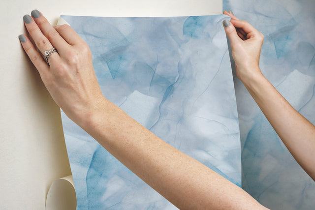 Watercolor Silks Blue Peel & Stick Wallpaper