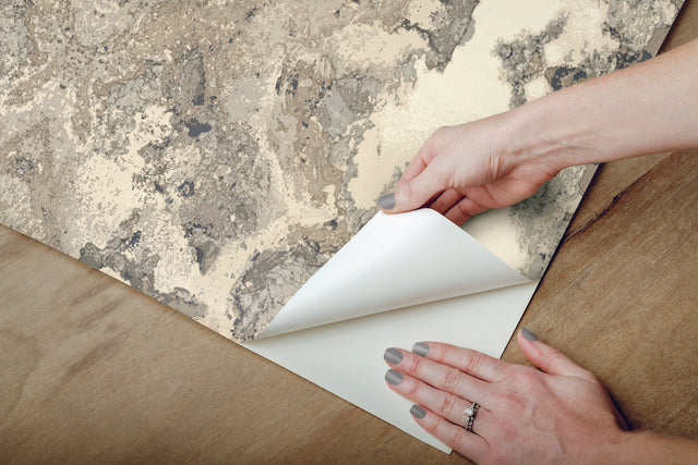 Inner Beauty Grey Peel & Stick Wallpaper with Abstract Geode Motif - York PSW1092RL