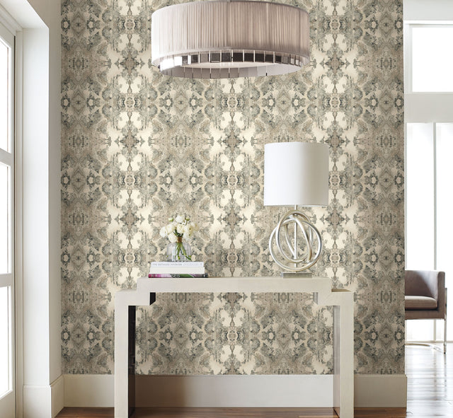 Inner Beauty Grey Peel & Stick Wallpaper with Abstract Geode Motif - York PSW1092RL