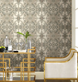 Inner Beauty Grey Peel & Stick Wallpaper with Abstract Geode Motif - York PSW1092RL