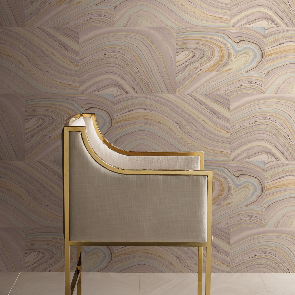 Onyx Purple Peel & Stick Wallpaper with Bohemian Marbled Tile Motif - York PSW1093RL