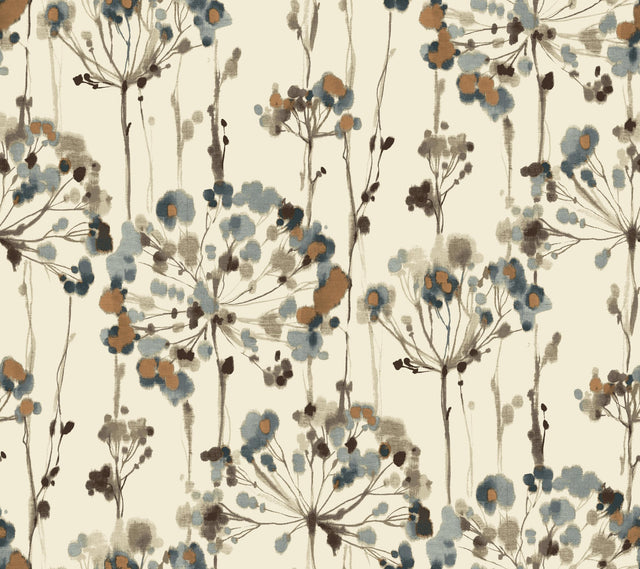 Flourish Teal Peel & Stick Wallpaper with Botanical Watercolor Motif - York PSW1095RL
