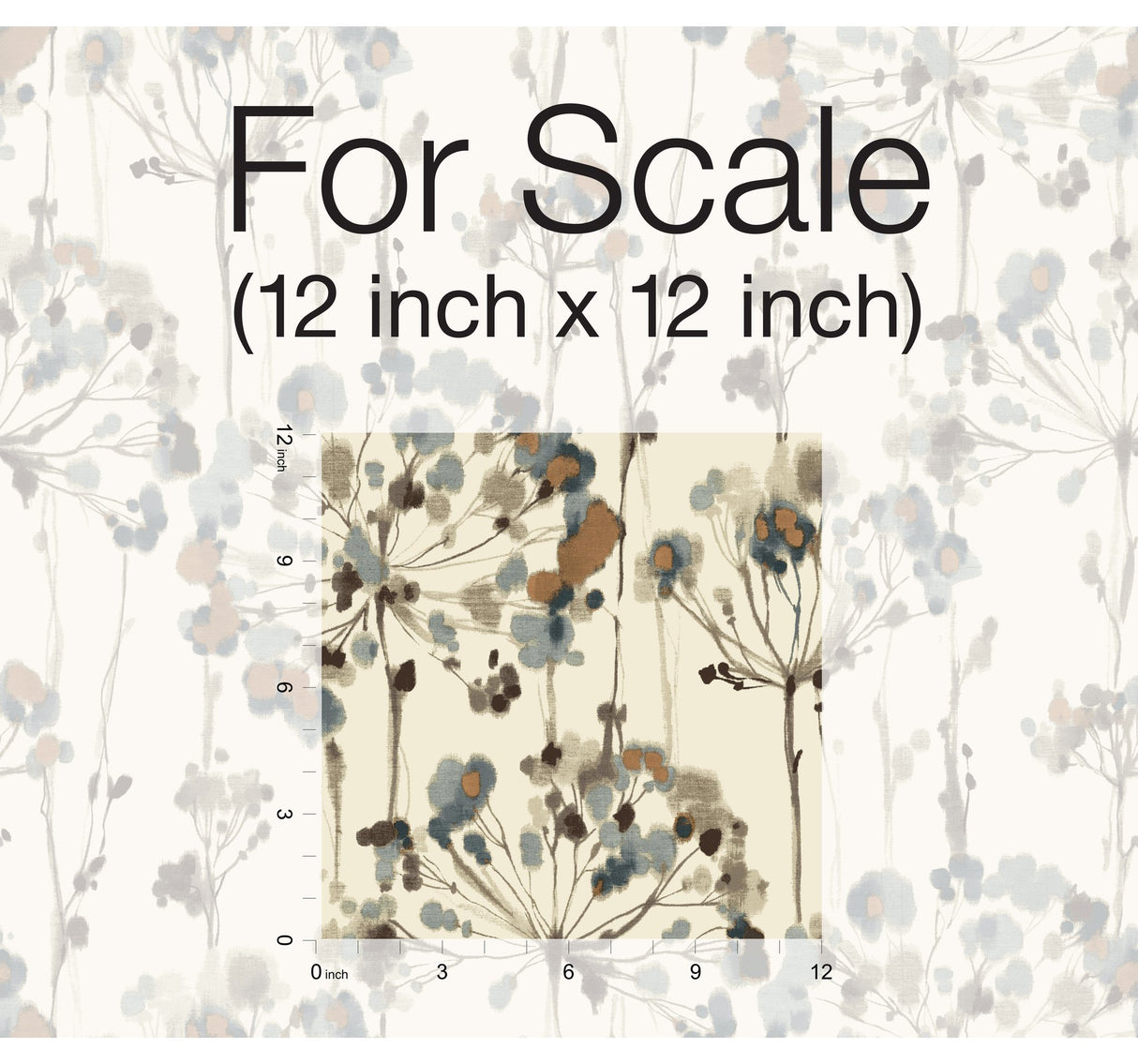 Flourish Teal Peel & Stick Wallpaper with Botanical Watercolor Motif - York PSW1095RL