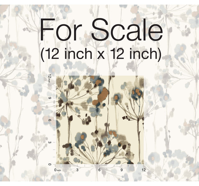 Flourish Teal Peel & Stick Wallpaper with Botanical Watercolor Motif - York PSW1095RL