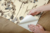 Flourish Teal Peel & Stick Wallpaper with Botanical Watercolor Motif - York PSW1095RL