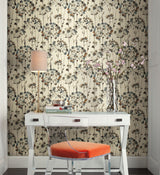 Flourish Teal Peel & Stick Wallpaper with Botanical Watercolor Motif - York PSW1095RL