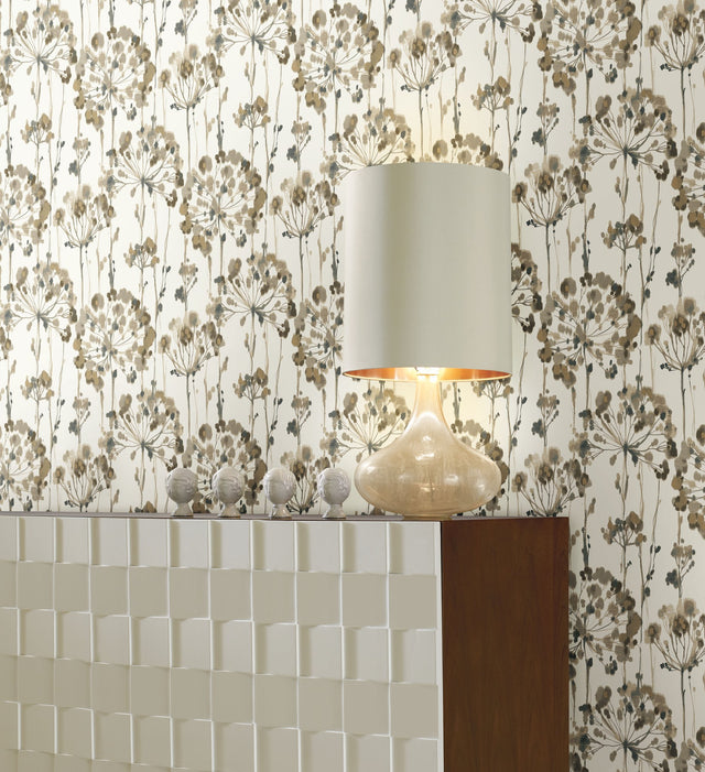 Flourish Neutral Peel & Stick Wallpaper with Botanical Watercolor Motif - York PSW1097RL