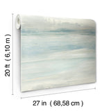Soothing Mists Scenic Blue Peel & Stick Wallpaper with Abstract Canvas Wash - York PSW1099RL
