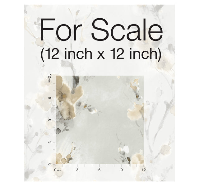 Charm Neutral Peel & Stick Wallpaper with Botanical Watercolor Motif - York PSW1101RL