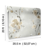 Charm Neutral Peel & Stick Wallpaper with Botanical Watercolor Motif - York PSW1101RL