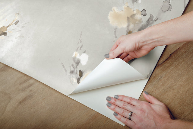 Charm Neutral Peel & Stick Wallpaper with Botanical Watercolor Motif - York PSW1101RL