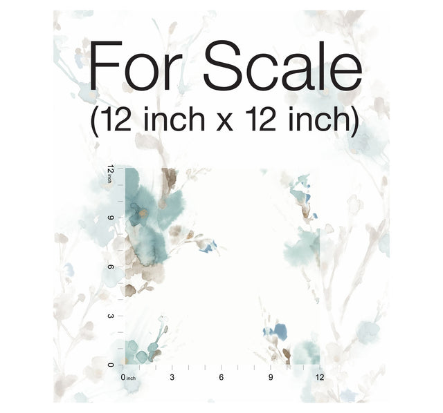 Charm Teal Peel & Stick Wallpaper with Botanical Watercolor Branch Motif - York PSW1102RL