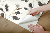 Linden Flower Black Premium Peel & Stick Wallpaper with Botanical Watercolor Vines - York PSW1103RL
