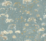 Botanical Fantasy Blue & Beige Peel & Stick Wallpaper with Botanical Floral Pattern - York PSW1106RL