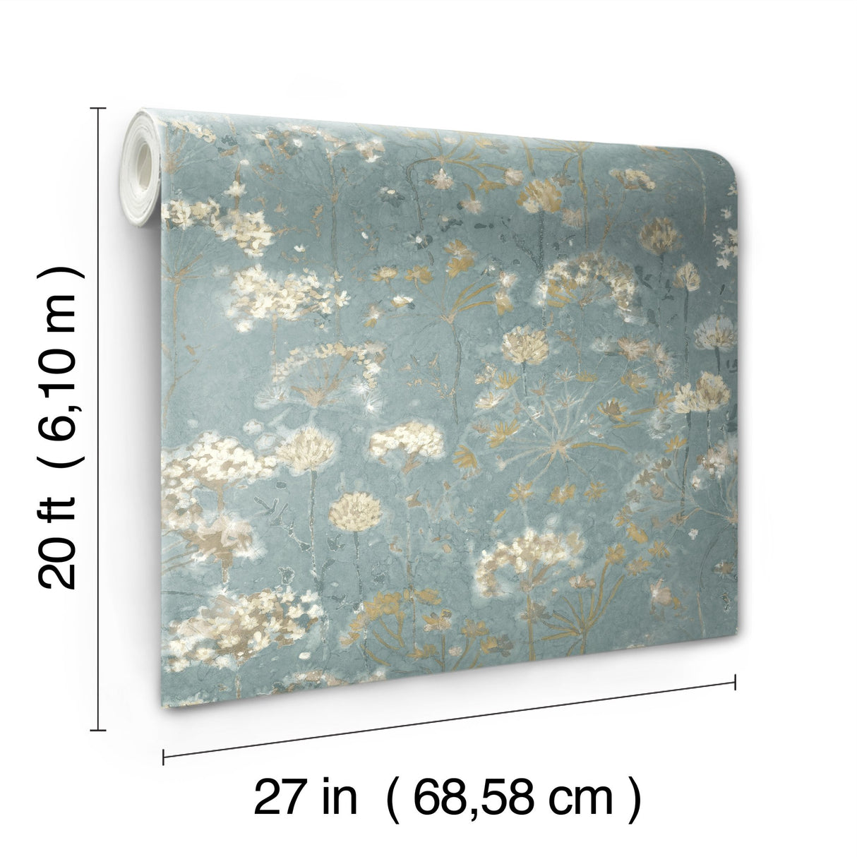 Botanical Fantasy Blue & Beige Peel & Stick Wallpaper with Botanical Floral Pattern - York PSW1106RL