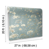 Botanical Fantasy Blue & Beige Peel & Stick Wallpaper with Botanical Floral Pattern - York PSW1106RL
