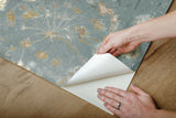 Botanical Fantasy Blue & Beige Peel & Stick Wallpaper with Botanical Floral Pattern - York PSW1106RL