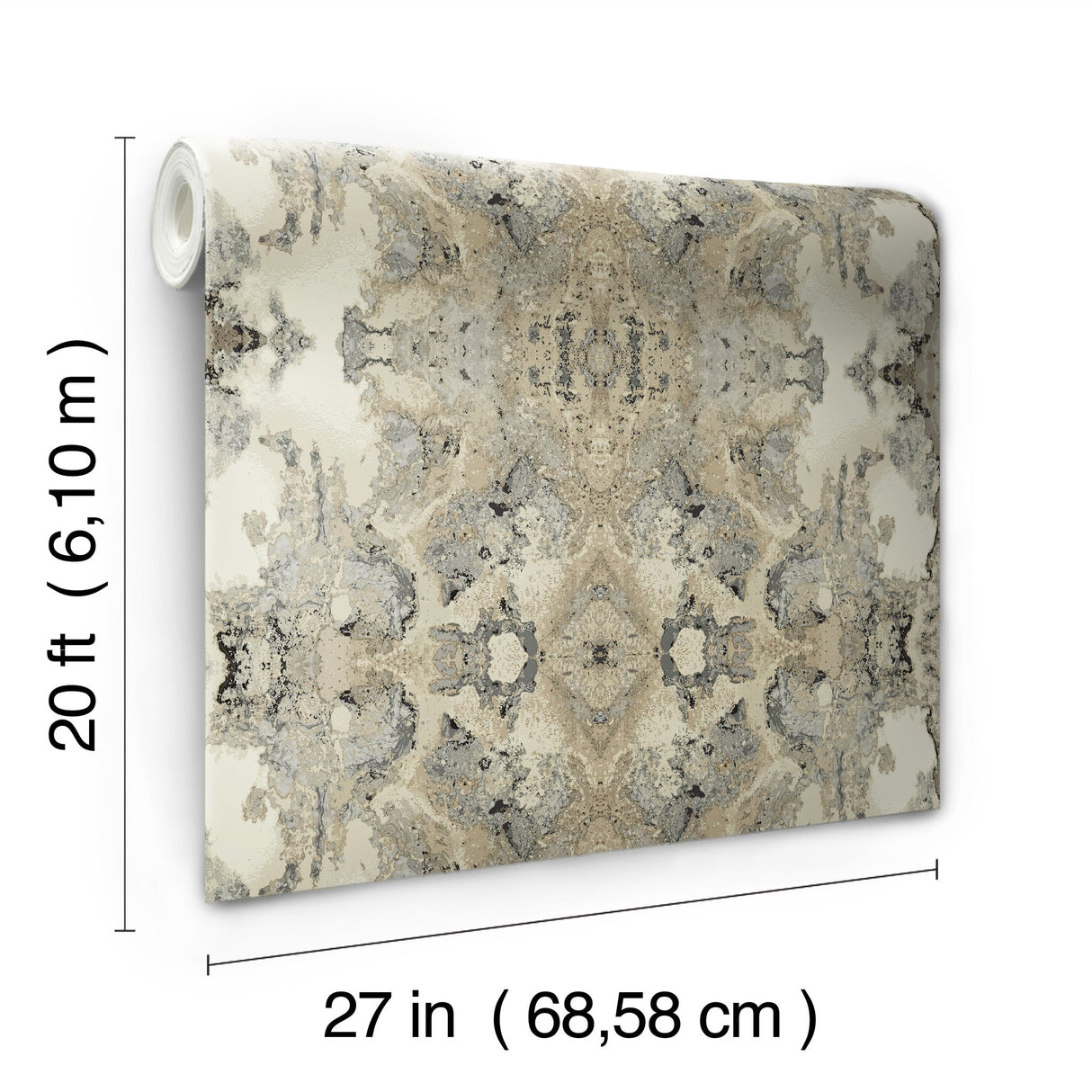 Inner Beauty Ivory Peel & Stick Wallpaper with Bohemian Abstract Geode Motif - York PSW1107RL