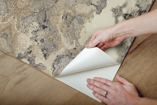 Inner Beauty Ivory Peel & Stick Wallpaper with Bohemian Abstract Geode Motif - York PSW1107RL