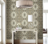 Inner Beauty Ivory Peel & Stick Wallpaper with Bohemian Abstract Geode Motif - York PSW1107RL
