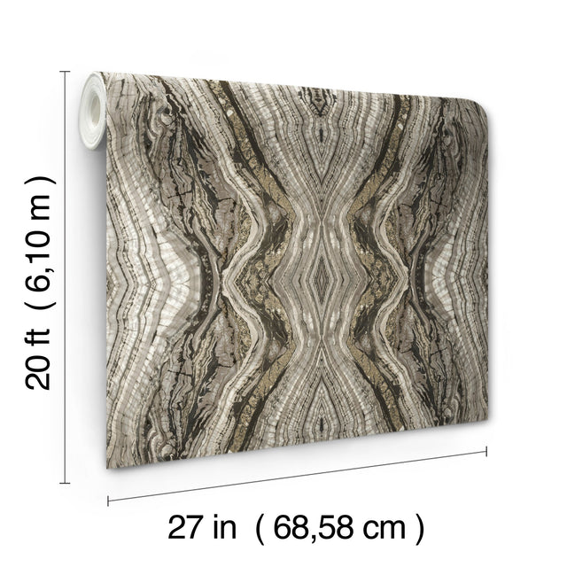 Kaleidoscope Dark Grey Peel & Stick Wallpaper with Bohemian Geode Pattern - York PSW1110RL