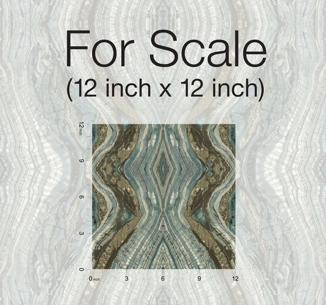 Kaleidoscope Teal Peel & Stick Wallpaper with Bohemian Geode Marble Motif - York PSW1112RL