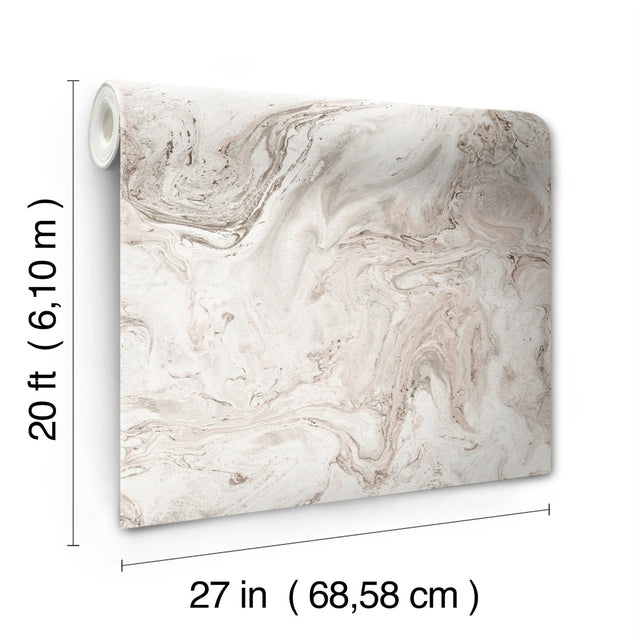 Oil & Marble Clay & Taupe Peel & Stick Wallpaper with Bohemian Marble Pattern - York PSW1125RL