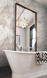 Oil & Marble Clay & Taupe Peel & Stick Wallpaper with Bohemian Marble Pattern - York PSW1125RL