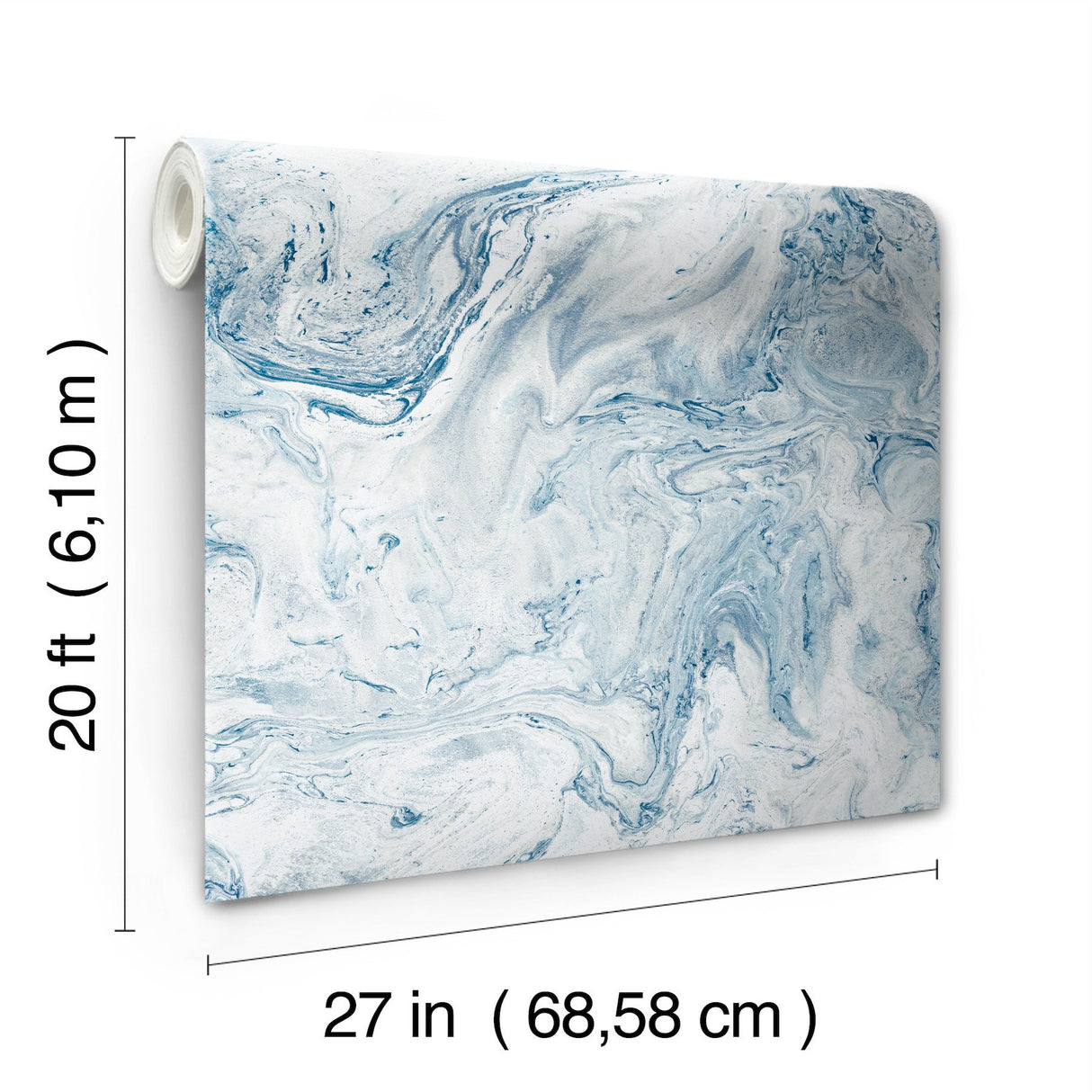 Oil & Marble Blue Premium Peel & Stick Wallpaper with Bohemian Marble Pattern - York PSW1126RL