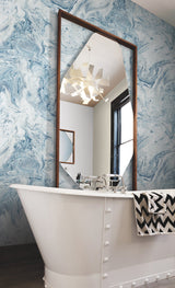 Oil & Marble Blue Premium Peel & Stick Wallpaper with Bohemian Marble Pattern - York PSW1126RL