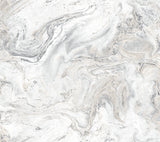 Oil & Marble White & Grey Peel & Stick Wallpaper, Matte Non-Woven Abstract Marble Pattern - York PSW1127RL