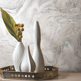 Oil & Marble White & Grey Peel & Stick Wallpaper, Matte Non-Woven Abstract Marble Pattern - York PSW1127RL