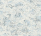 Coastal Map Blue & Grey Peel & Stick Wallpaper with Nautical Map Pattern - York PSW1131RL