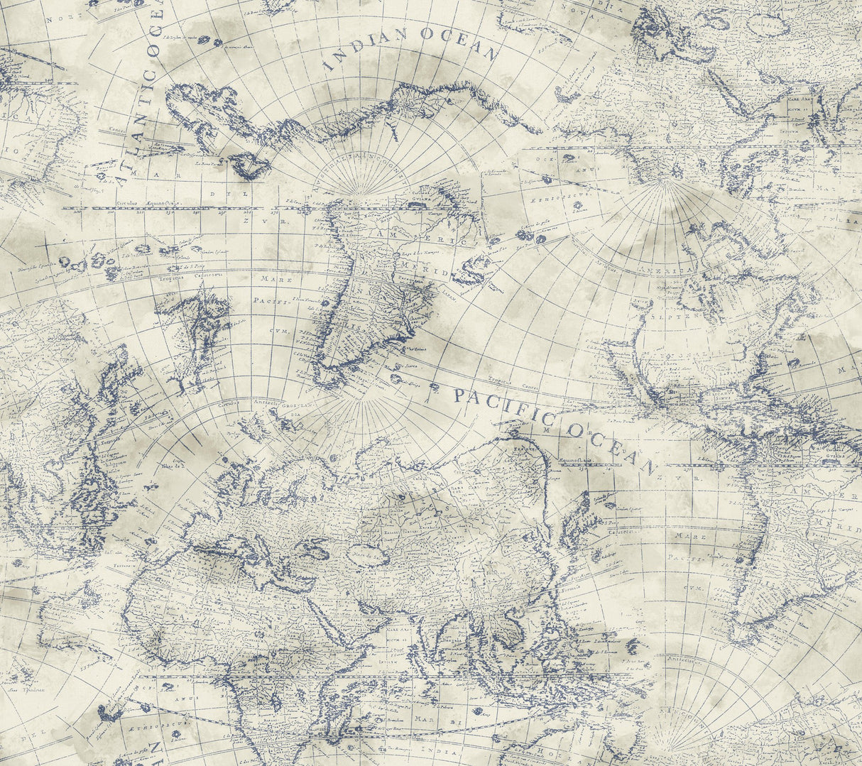 Coastal Map Blue & Beige Peel & Stick Wallpaper with Nautical Map Motif - York PSW1132RL