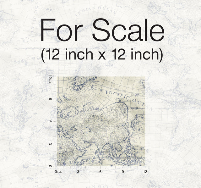 Coastal Map Blue & Beige Peel & Stick Wallpaper with Nautical Map Motif - York PSW1132RL