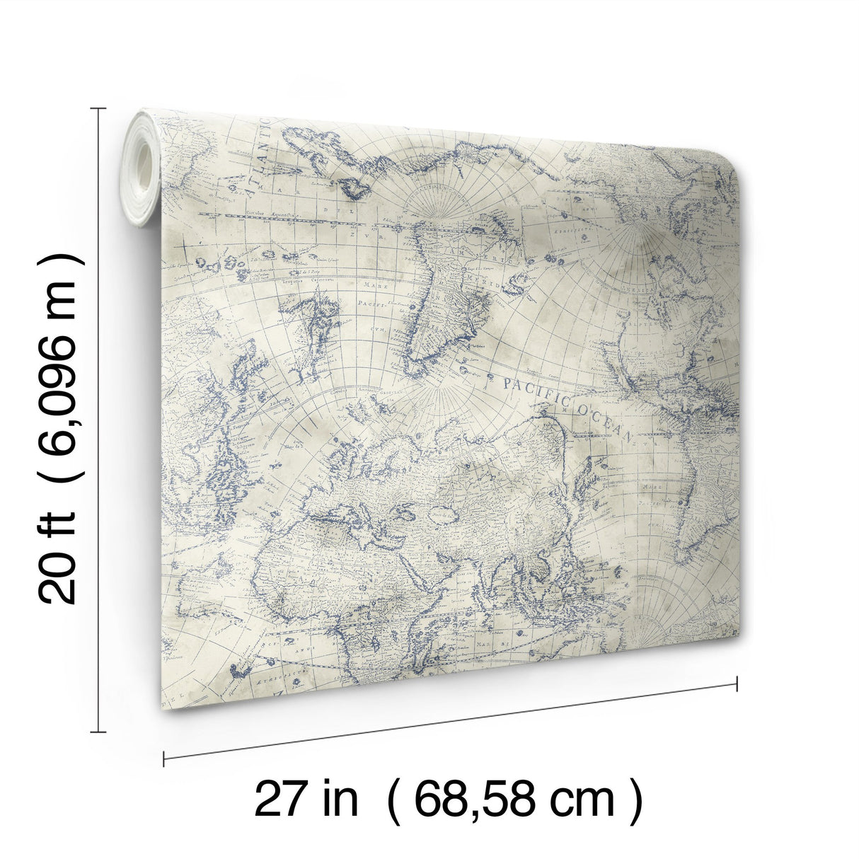Coastal Map Blue & Beige Peel & Stick Wallpaper with Nautical Map Motif - York PSW1132RL