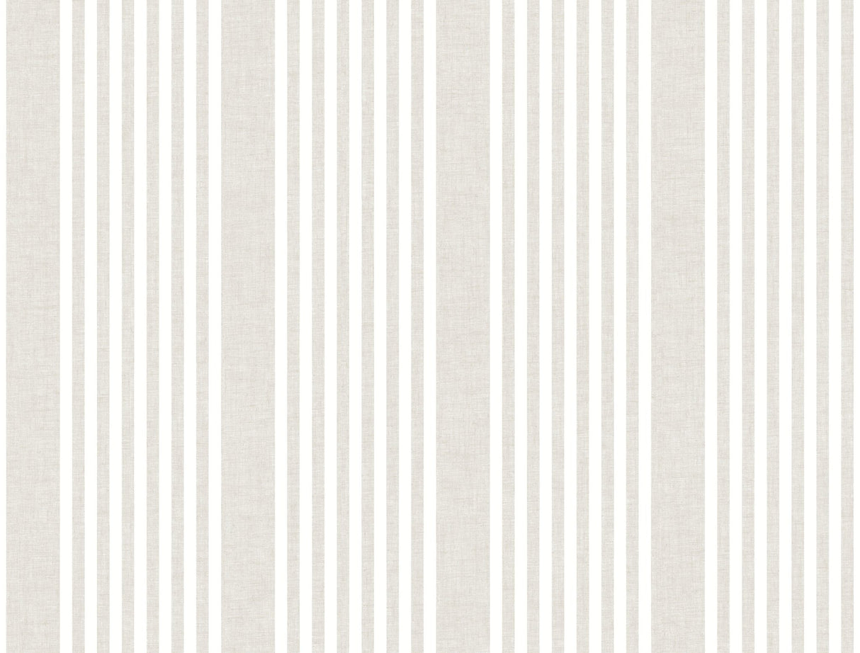 French Linen Stripe Off White Peel & Stick Wallpaper with Coastal Linen Stripe Pattern - York PSW1134RL
