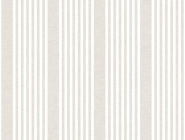 French Linen Stripe Off White Peel & Stick Wallpaper with Coastal Linen Stripe Pattern - York PSW1134RL