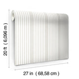 French Linen Stripe Off White Peel & Stick Wallpaper with Coastal Linen Stripe Pattern - York PSW1134RL