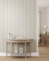 French Linen Stripe Off White Peel & Stick Wallpaper with Coastal Linen Stripe Pattern - York PSW1134RL