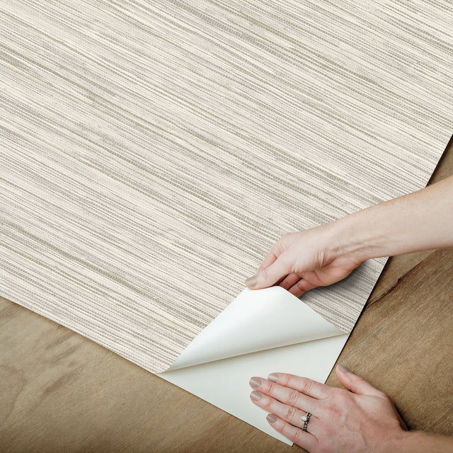 Bahia Grass Off White Peel & Stick Wallpaper with Weaves Textural Pattern - York PSW1137RL
