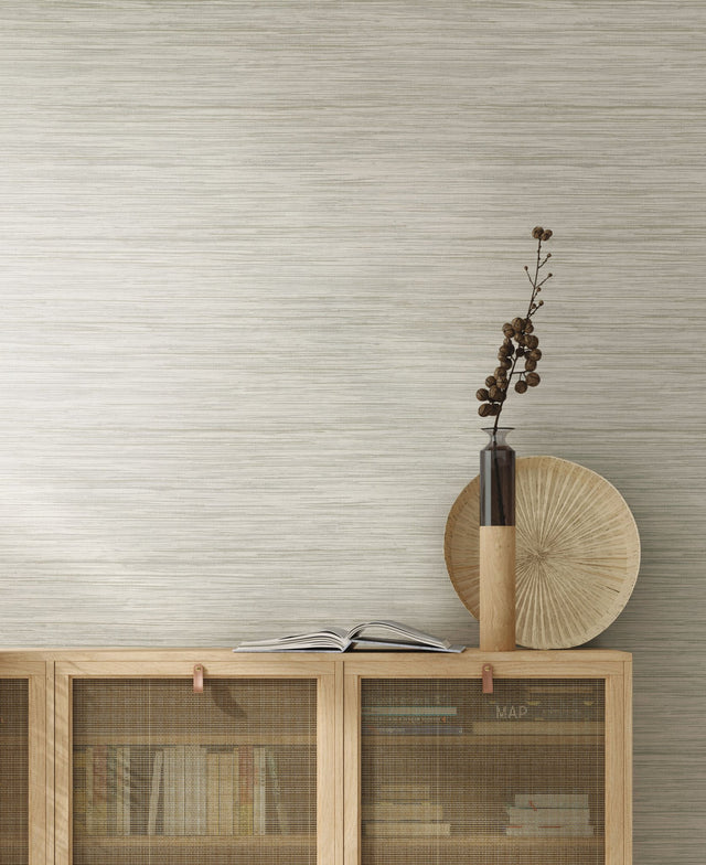 Bahia Grass Off White Peel & Stick Wallpaper with Weaves Textural Pattern - York PSW1137RL