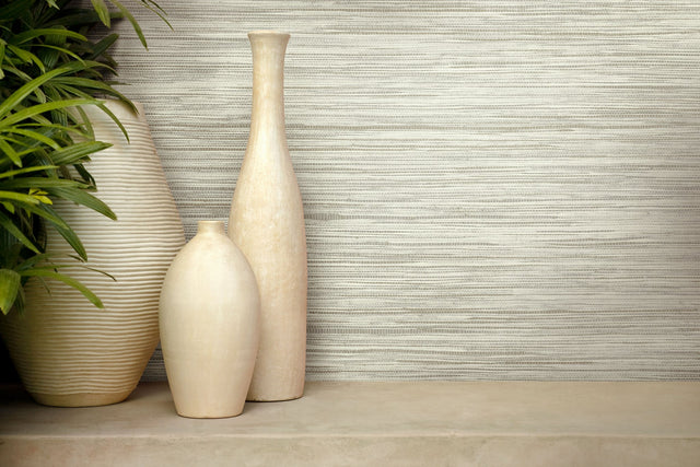 Bahia Grass Off White Peel & Stick Wallpaper with Weaves Textural Pattern - York PSW1137RL