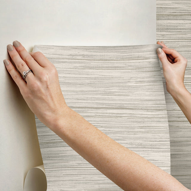 Bahia Grass Off White Peel & Stick Wallpaper with Weaves Textural Pattern - York PSW1137RL