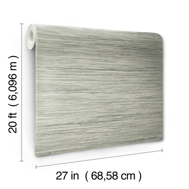 Bahia Grass Grey Peel & Stick Wallpaper with Weaves Motif - York PSW1138RL